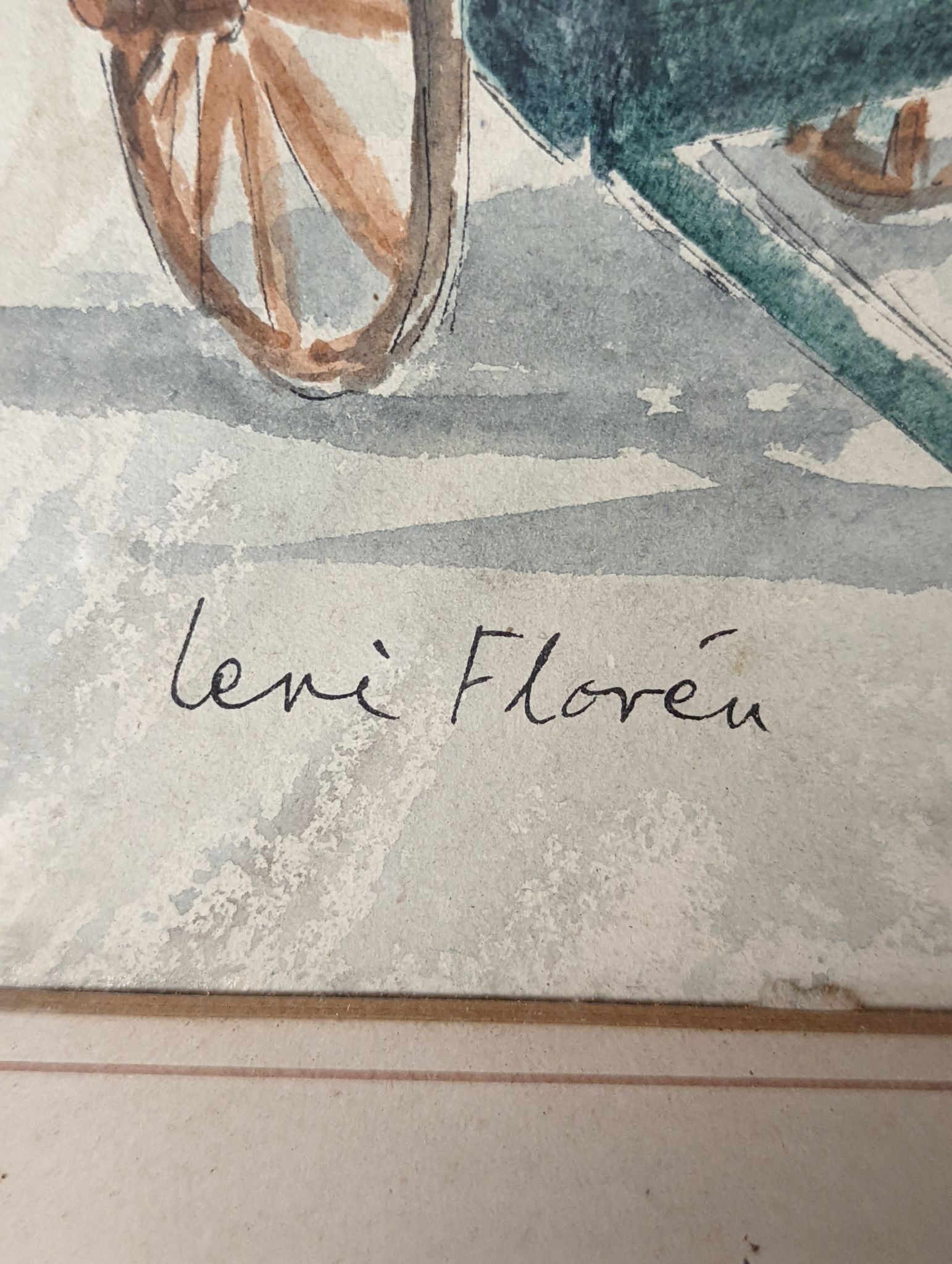 Levi Floren, ink and watercolour, Banana Seller, signed, 26 x 18cm